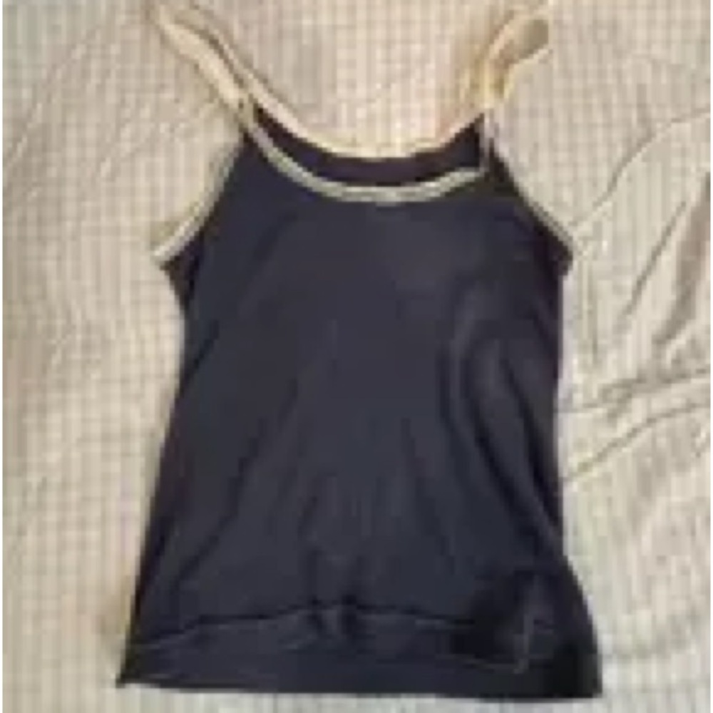 Brandy Melville ribbed Navy Tank with Cream Trim
